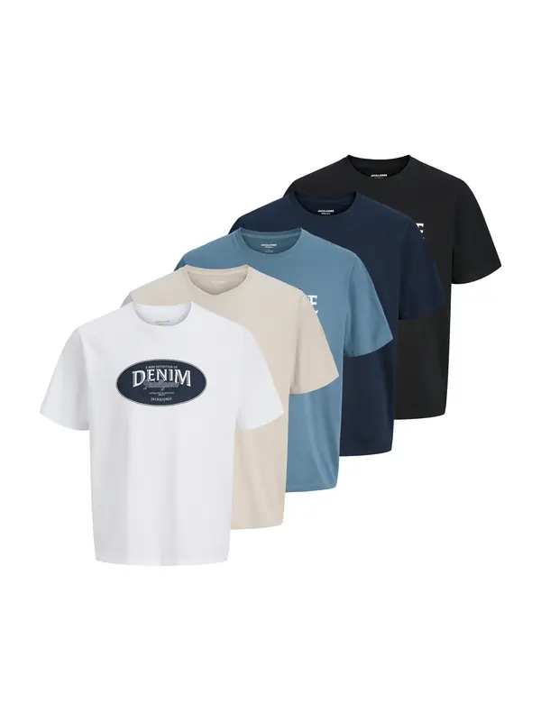 JACK & JONES JACK & JONES Majica 'JJEDOVER'  kit / temno modra / črna / bela