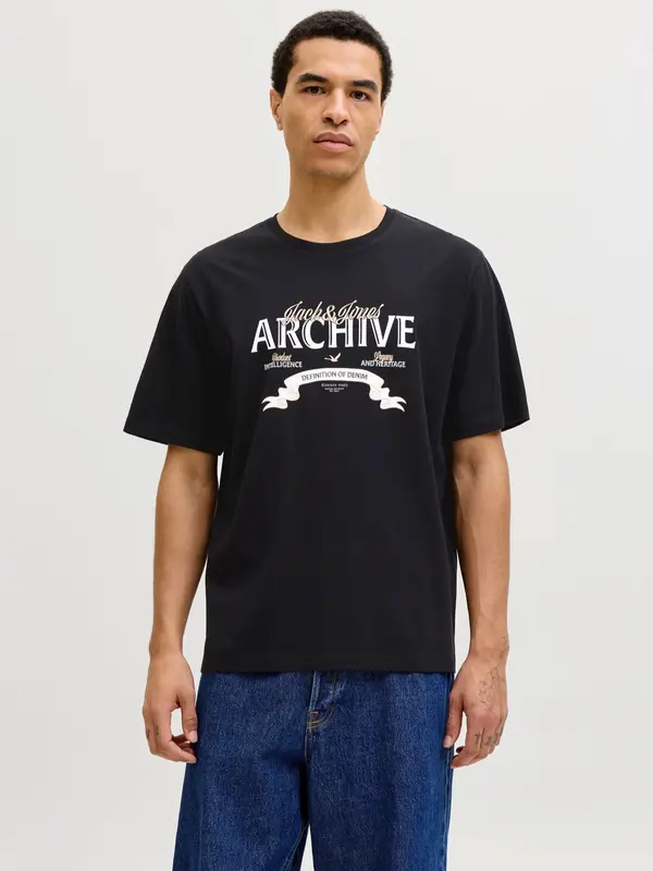 JACK & JONES JACK & JONES Majica 'JJEDover'  svetlo bež / črna / bela