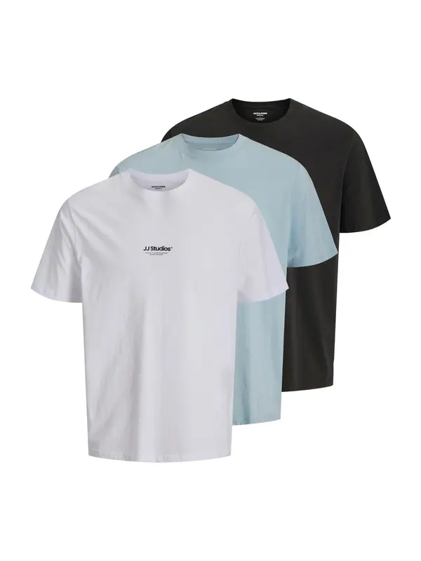 JACK & JONES JACK & JONES Majica 'JJESOHO'  pastelno modra / črna / bela