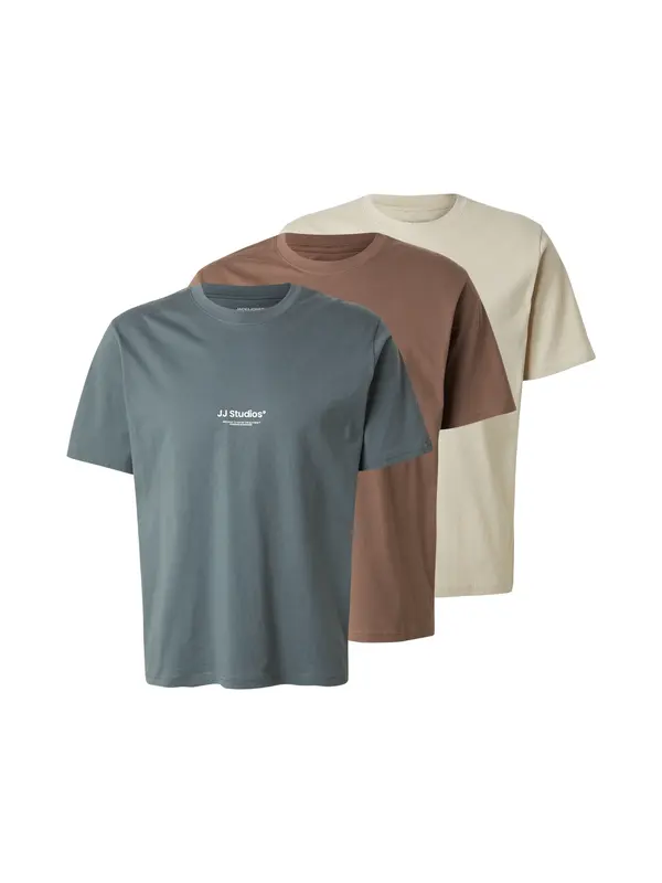 JACK & JONES JACK & JONES Majica 'JJESOHO'  rjava / siva / volneno bela