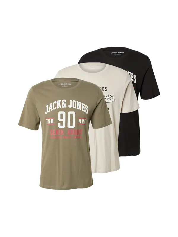 JACK & JONES JACK & JONES Majica 'JJEthan'  svetlo siva / oliva / grenada / črna