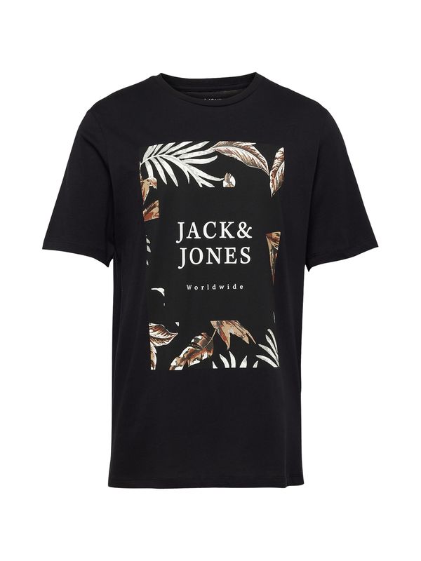 JACK & JONES JACK & JONES Majica 'JJFLOOR'  umbra / jelka / črna / bela