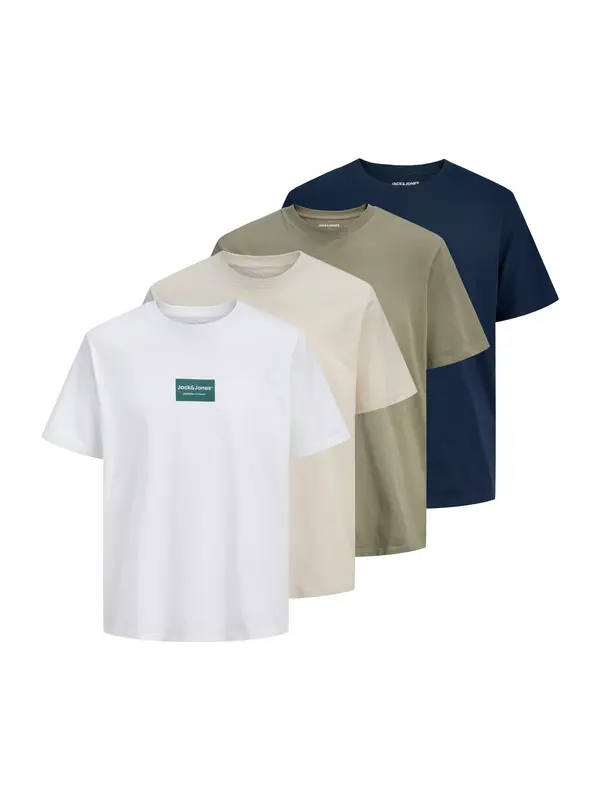 JACK & JONES JACK & JONES Majica 'JJFRANK'  bež / mornarska / jabolko / bela