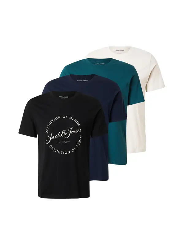 JACK & JONES JACK & JONES Majica 'JJGRAYSON'  bež / mornarska / smaragd / črna
