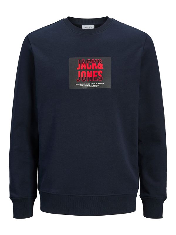 JACK & JONES JACK & JONES Majica 'JJHUDSON'  nočno modra / ognjeno rdeča / črna / bela