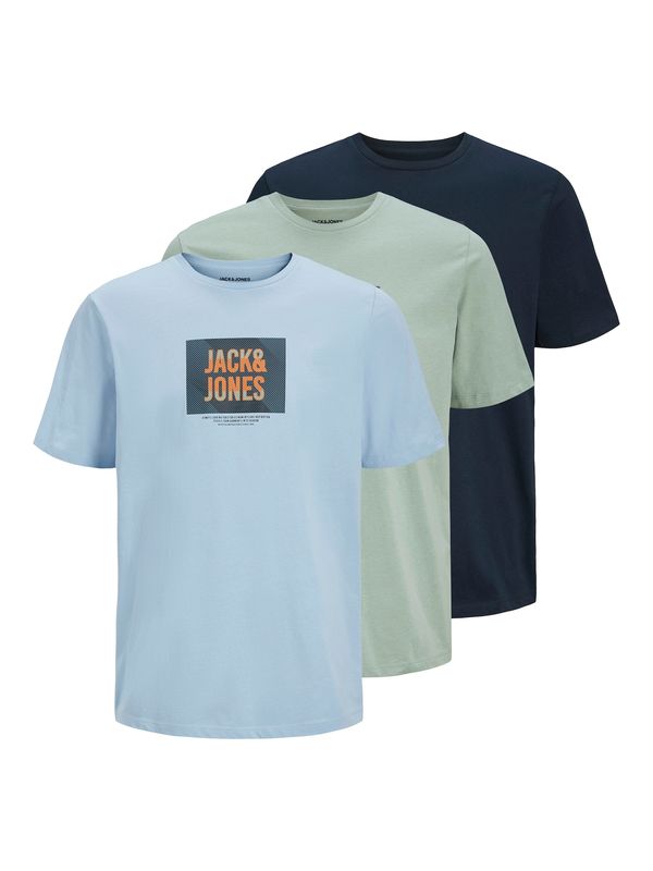 JACK & JONES JACK & JONES Majica 'JJHUDSON'  svetlo modra / temno modra / meta / oranžna