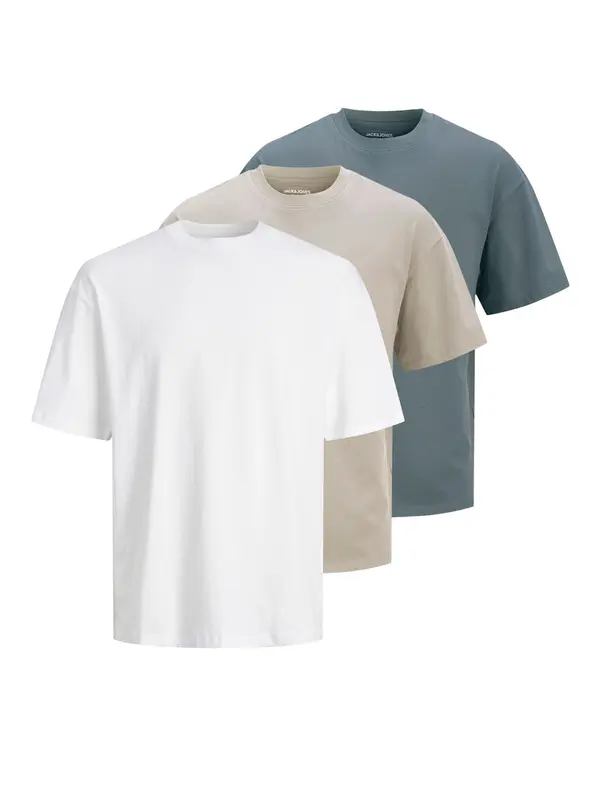 JACK & JONES JACK & JONES Majica 'JJHugo'  bež / bazaltno siva / bela