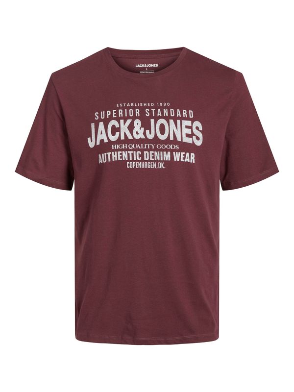 JACK & JONES JACK & JONES Majica 'JJJEANS'  svetlo siva / vinsko rdeča