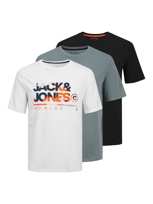 JACK & JONES JACK & JONES Majica 'JJLuke'  siva / oranžna / črna / bela