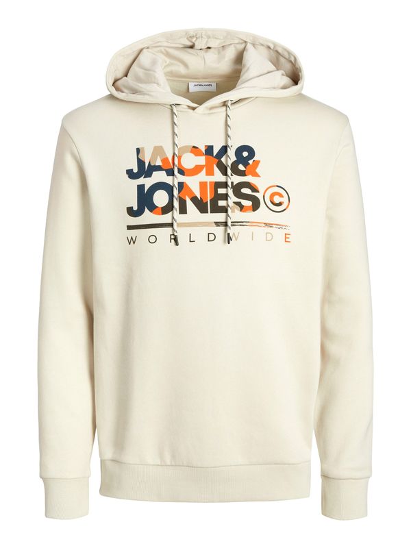 JACK & JONES JACK & JONES Majica 'JJLuke'  svetlo bež / safir / čokolada / oranžna