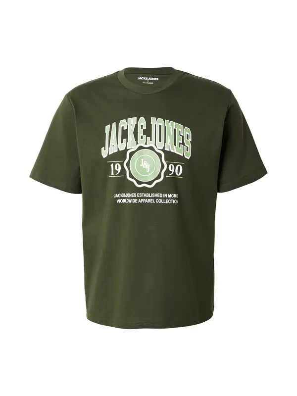 JACK & JONES JACK & JONES Majica 'JJMAKO'  svetlo zelena / temno zelena / bela