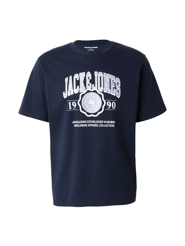 JACK & JONES JACK & JONES Majica 'JJMAKO'  temno modra / siva / bela