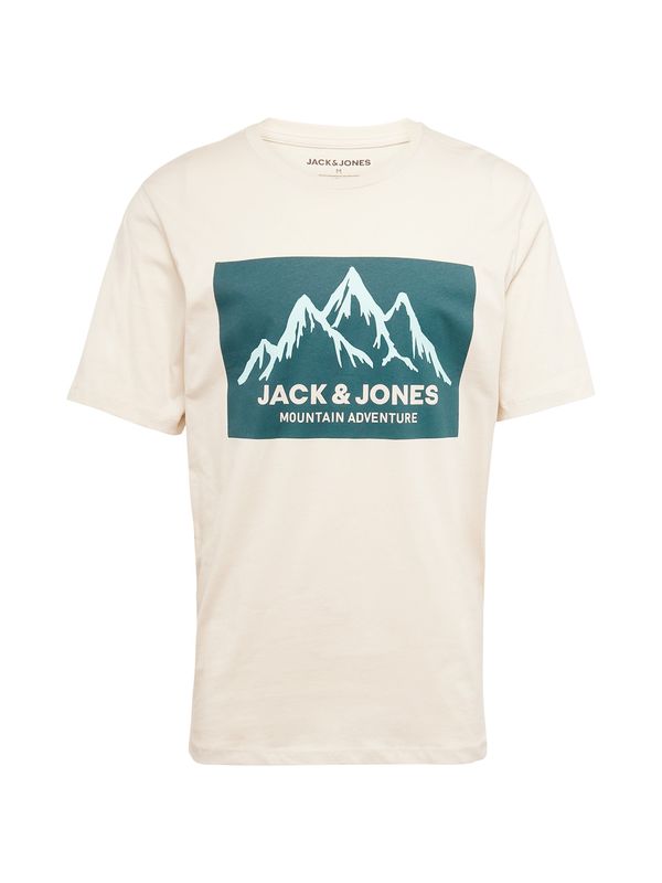 JACK & JONES JACK & JONES Majica 'JJMAPPED'  bež / svetlo modra / smaragd