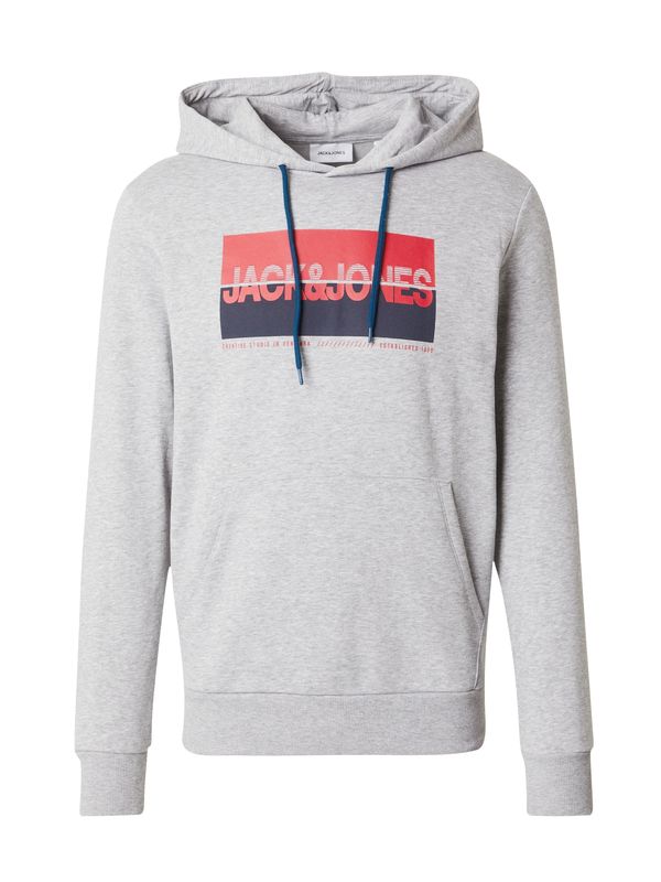 JACK & JONES JACK & JONES Majica 'JJNolan'  mornarska / pegasto siva / rdeča