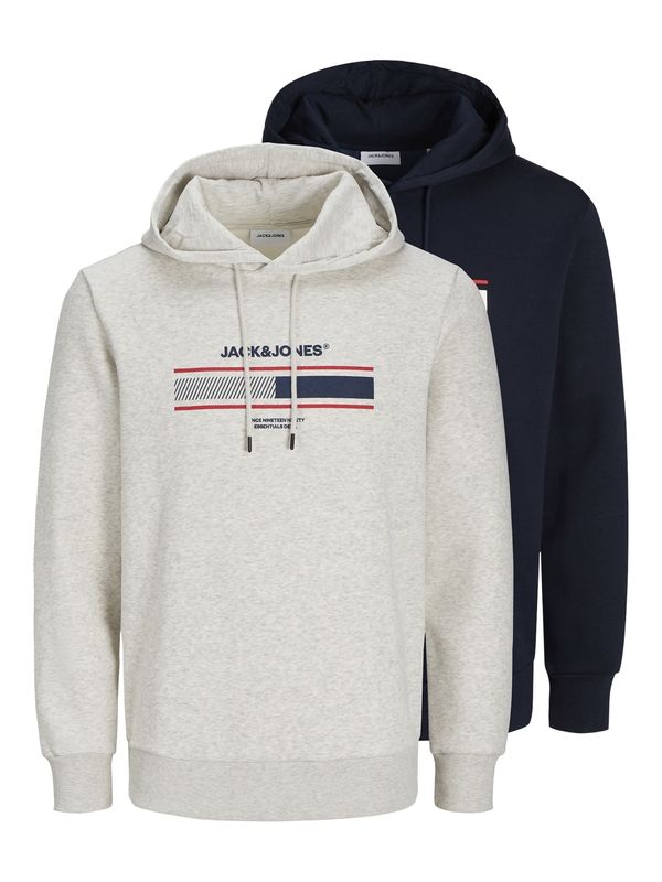 JACK & JONES JACK & JONES Majica 'JJSOUTH '  nočno modra / pegasto siva / rdeča / bela