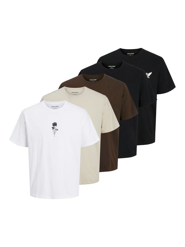 JACK & JONES JACK & JONES Majica 'JJWOLFIE'  kit / čokolada / črna / bela