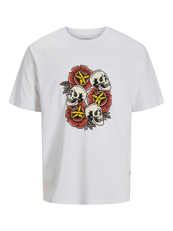 JACK & JONES JACK & JONES Majica 'JORANATOMY SKULL'  bela