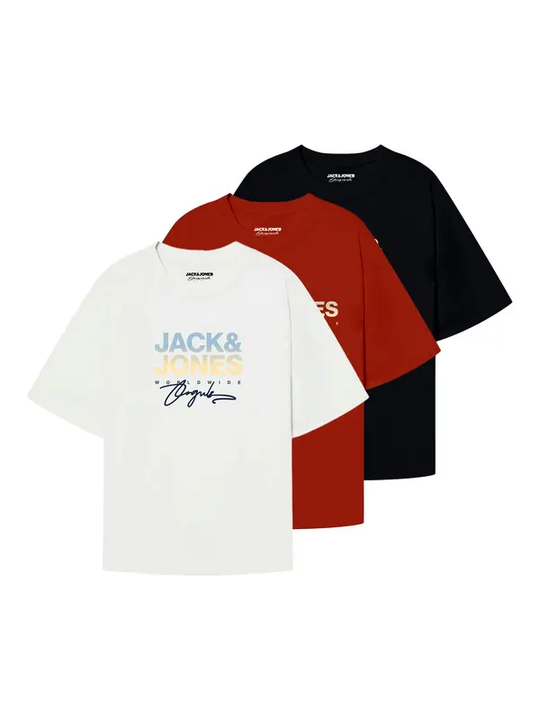 JACK & JONES JACK & JONES Majica 'JORCANGGU'  golobje modra / rdeča / črna / bela