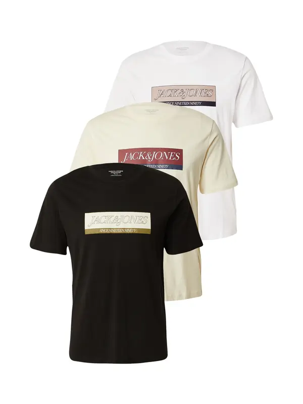 JACK & JONES JACK & JONES Majica 'JORINWOOD'  bež / modra / rdeča / črna