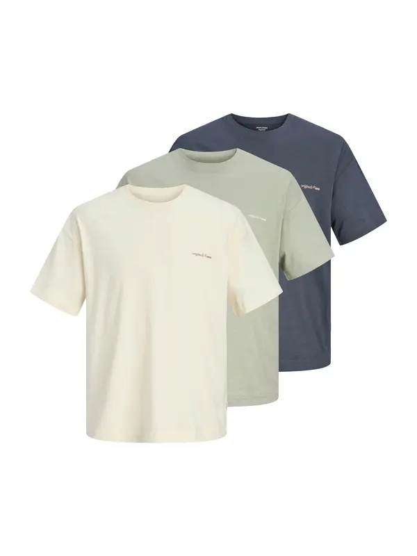 JACK & JONES JACK & JONES Majica 'JORMONTAUK'  nočno modra / kamen / volneno bela