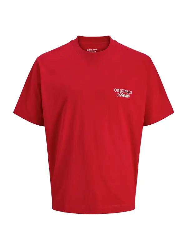 JACK & JONES JACK & JONES Majica 'JORNorrebro'  ognjeno rdeča / bela
