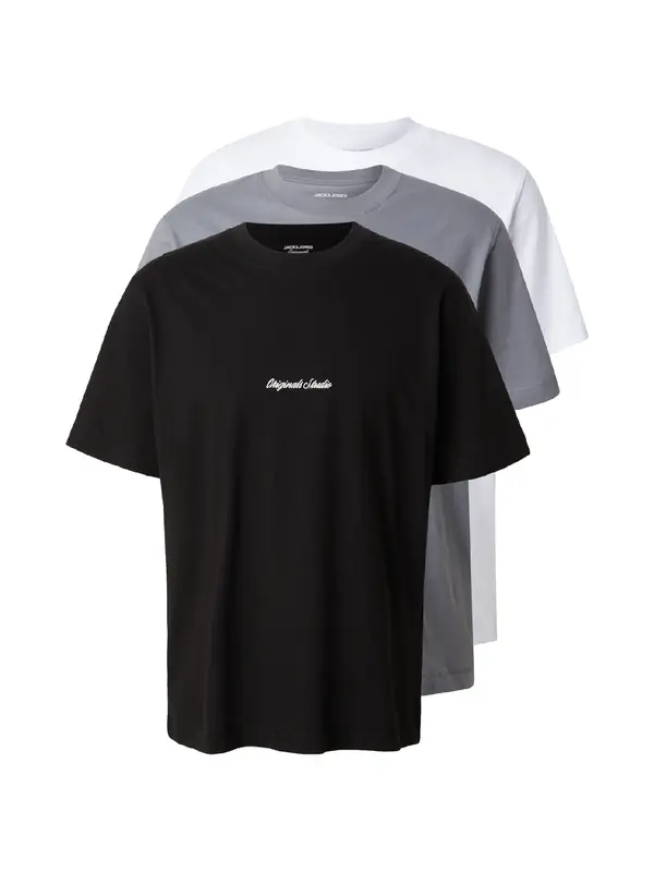 JACK & JONES JACK & JONES Majica 'JORNORREBRO'  siva / črna / bela