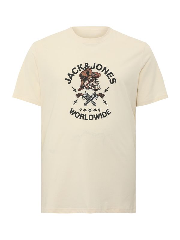 JACK & JONES JACK & JONES Majica 'JORSEVEN SKULL'  rjava / siva / črna / volneno bela