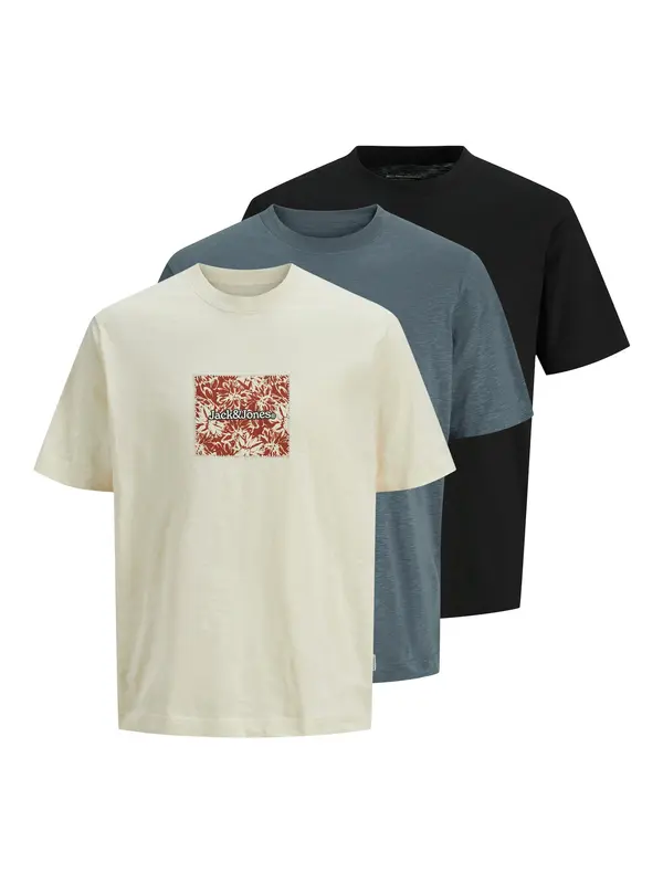 JACK & JONES JACK & JONES Majica 'JORSPLIT'  modra / karminsko rdeča / črna / volneno bela