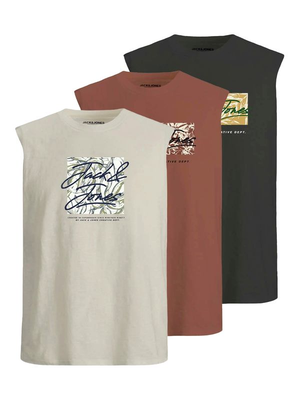 JACK & JONES JACK & JONES Majica 'JORSPLIT'  rjava / črna / bela / volneno bela