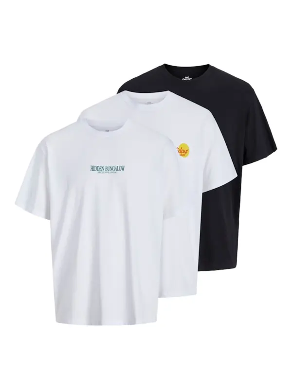 JACK & JONES JACK & JONES Majica 'JORWOWIE'  črna / bela