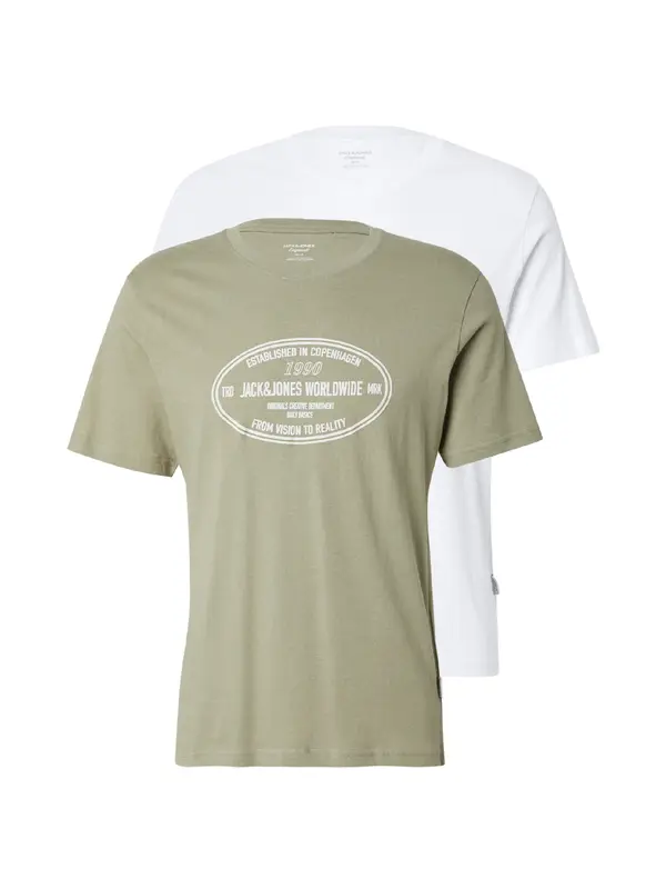 JACK & JONES JACK & JONES Majica 'JORYORK'  oliva / bela