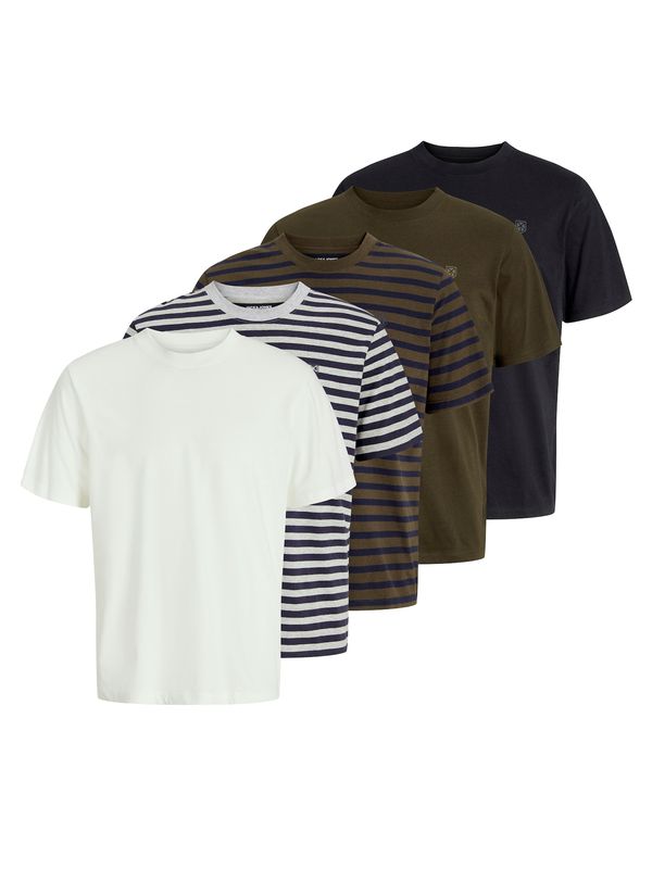 JACK & JONES JACK & JONES Majica 'JPRCCLOGAN'  mornarska / pegasto siva / temno zelena / off-bela