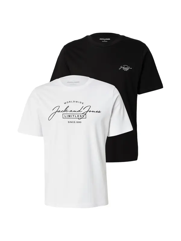 JACK & JONES JACK & JONES Majica 'JWHFERRIS'  črna / bela