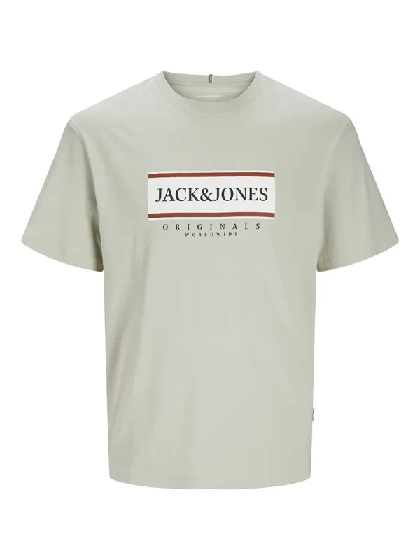 JACK & JONES JACK & JONES Majica 'JWHFrederiksberg'  svetlo siva / karminsko rdeča / črna / bela
