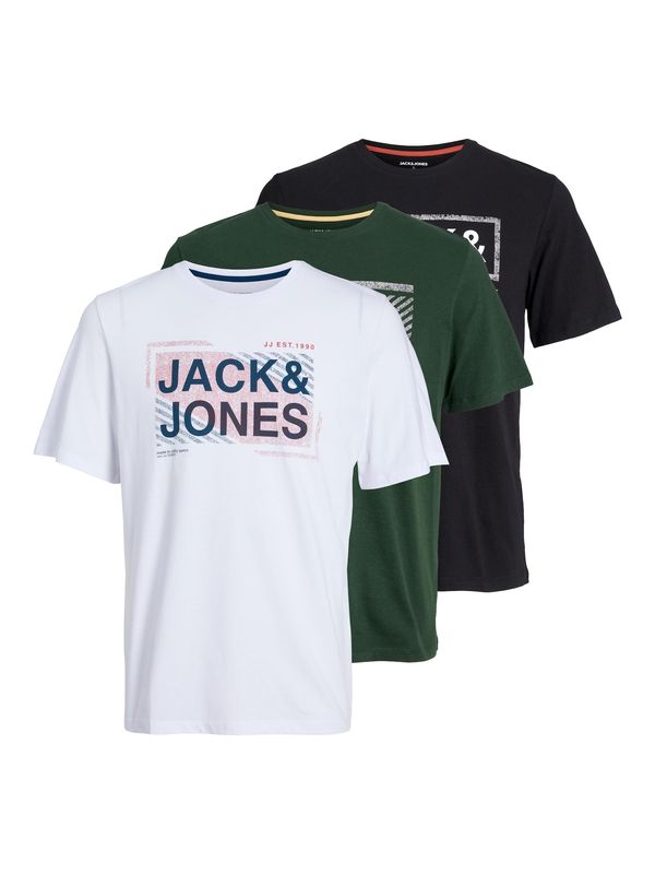 JACK & JONES JACK & JONES Majica 'Kain'  temno zelena / mešane barve / črna / bela