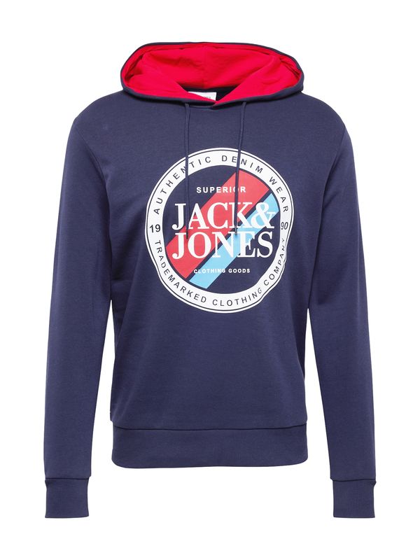JACK & JONES JACK & JONES Majica 'LOOF'  mornarska / svetlo modra / rdeča / bela
