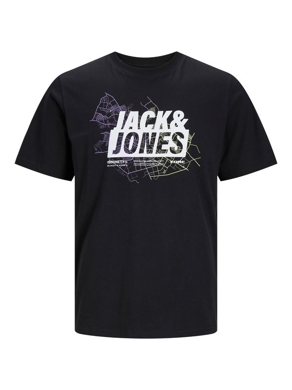 JACK & JONES JACK & JONES Majica 'MAP'  pastelno rumena / lila / črna / bela