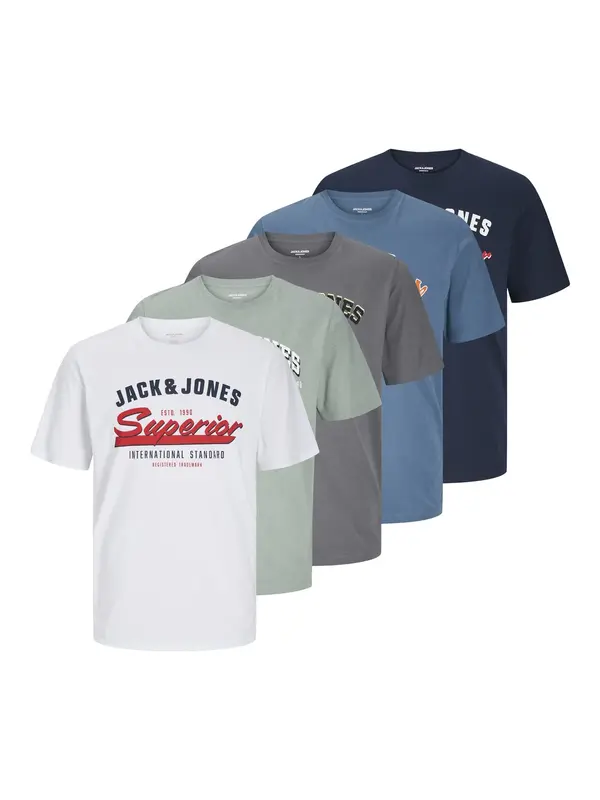 JACK & JONES JACK & JONES Majica  modra / siva / svetlo zelena / bela
