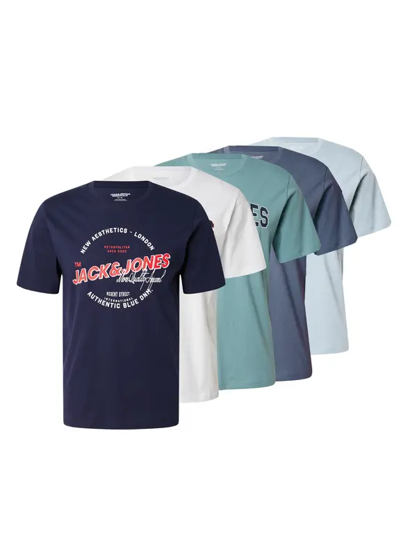 JACK & JONES JACK & JONES Majica  mornarska / dimno modra / svetlo modra / pastelno zelena / bela