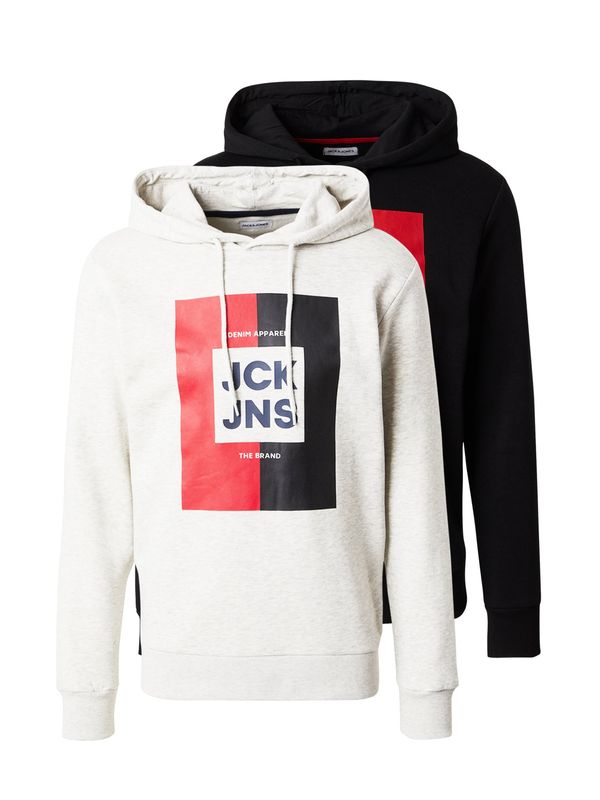 JACK & JONES JACK & JONES Majica 'OSCAR'  nočno modra / pegasto siva / rdeča / črna