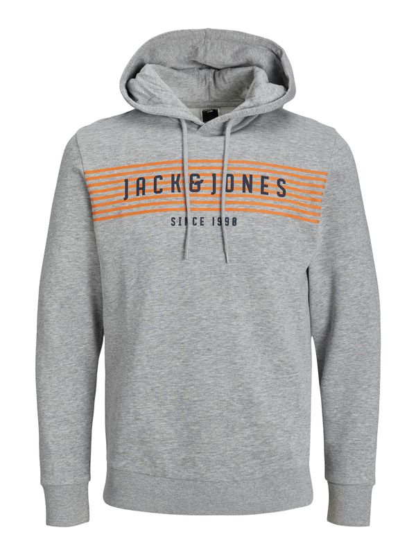 JACK & JONES JACK & JONES Majica 'PLANET'  pegasto siva / oranžna / črna