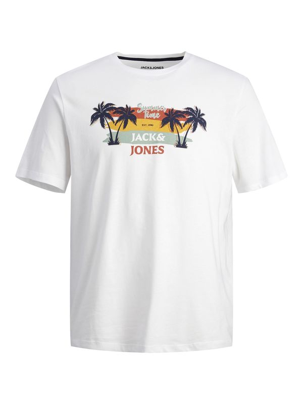 JACK & JONES JACK & JONES Majica 'Summer Vibe'  temno modra / rumena / oranžna / off-bela