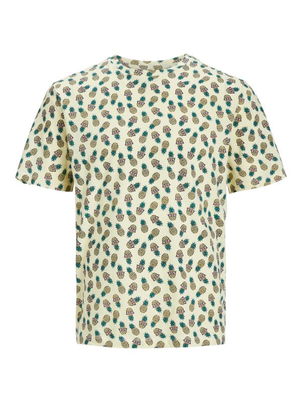 JACK & JONES JACK & JONES Majica 'SUN SHADE'  rjava / pastelno rumena / zelena