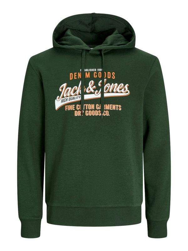 JACK & JONES JACK & JONES Majica  temno zelena / oranžna / bela