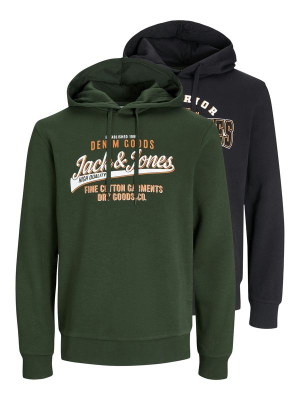 JACK & JONES JACK & JONES Majica  temno zelena / oranžna / črna / bela