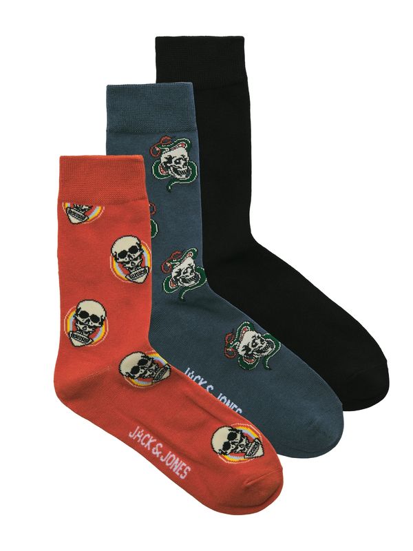 JACK & JONES JACK & JONES Nogavice 'JACANATOMY SKULL'  marine / rdeča / črna / naravno bela