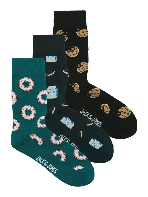 JACK & JONES JACK & JONES Nogavice 'JACCOOKIES'  zelena / temno zelena / črna