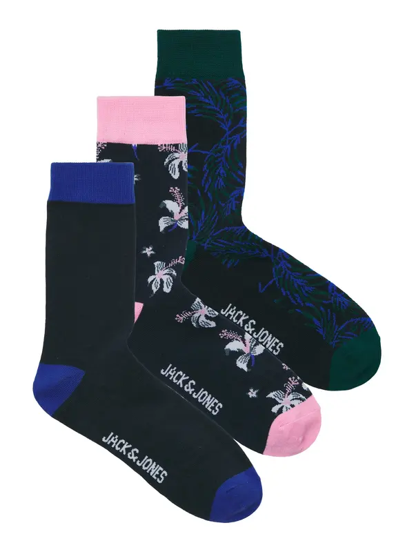 JACK & JONES JACK & JONES Nogavice 'JACTODD FLOWER'  modra / nočno modra / jelka / roza