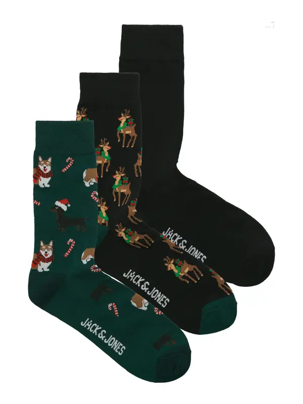 JACK & JONES JACK & JONES Nogavice 'JACXMAS'  nočno modra / karamel / smaragd / bela