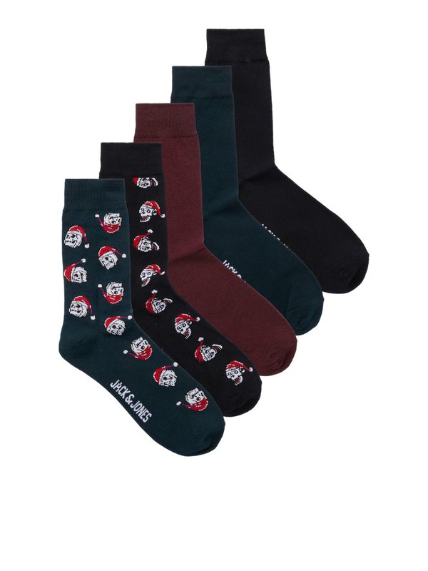 JACK & JONES JACK & JONES Nogavice 'JACXMAS SKULL'  petrol / burgund / črna / bela